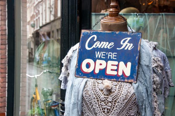 Open sign shop window
