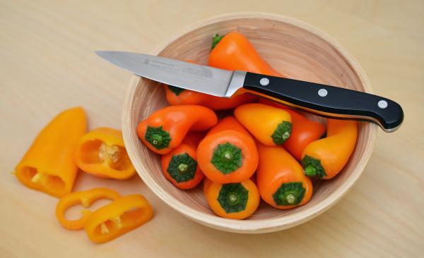 Orange Bell Pepper on Brown Bowl