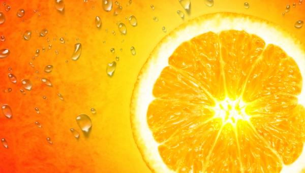 Orange Slice on Orange Background