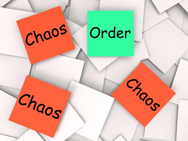 Order Chaos Post-It Notes Mean Orderly Or Chaotic