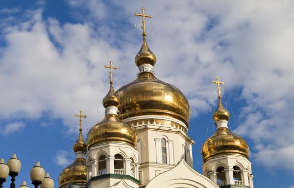 Orthodox church against the blue sky