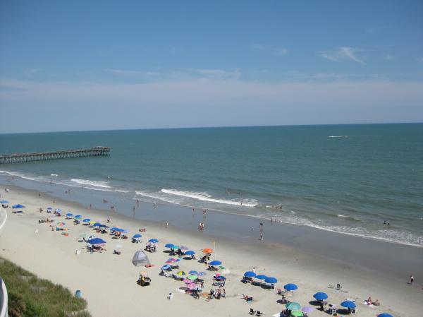 Overlooking the crowded beach