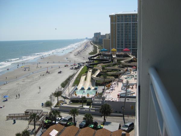 Overlooking the crowded beach