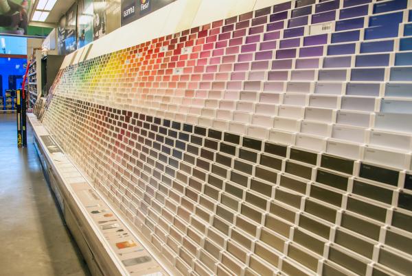 Paint samples in the shop