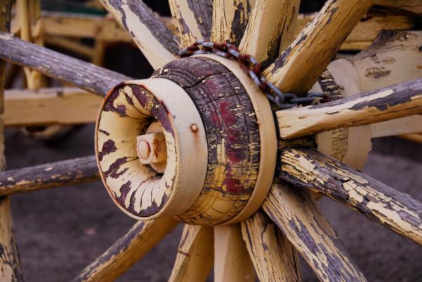 Painted Yellow Wagon Wheel