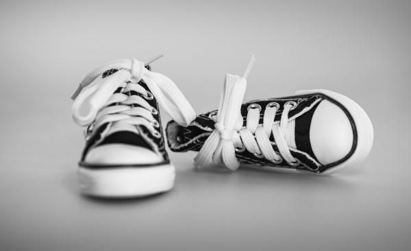 Pair of Laced-up Black Low-top Sneakers