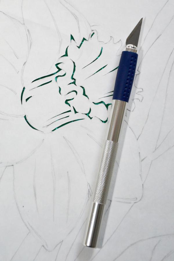 Paper cutting in progress