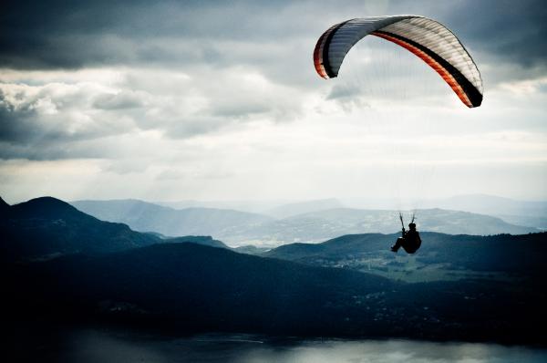 Paraglider in sky
