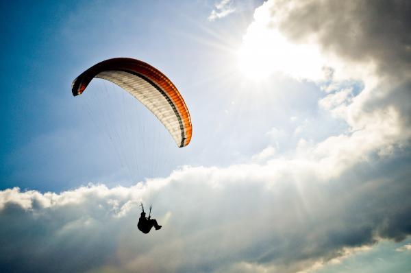 Paraglider in sky