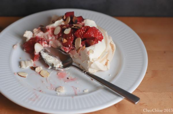 Pavlova, half eaten