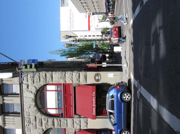 Pedestrians at street corner in Portland