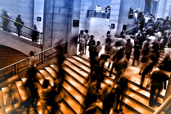 People at Underground Subway Station Climbing Stairs - Blurry Looks