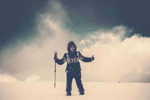 Person Wearing Black and White Winter Outfit