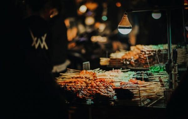 Photo of Street Foods on Cart at Night
