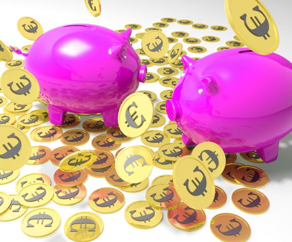 Piggybanks On Coins Shows European Financial Status