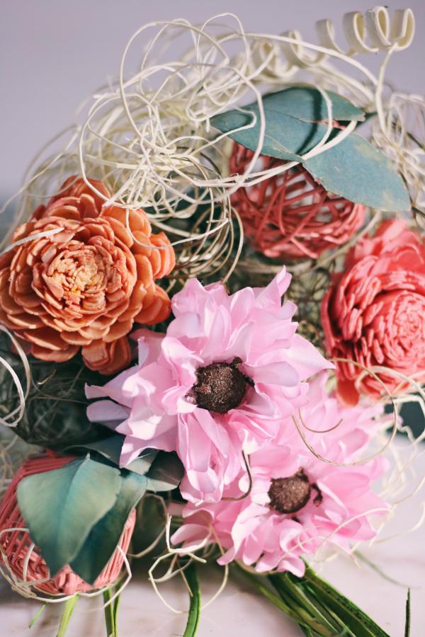 Pink and Red Artificial Flowers Bouquet