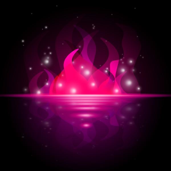 Pink Fire Shows Ocean Fiery And Starred