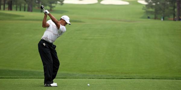 Player practicing golf