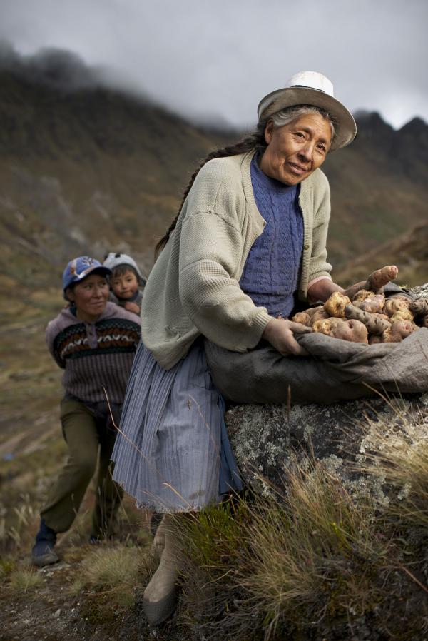 Portrait of a woman with a basket