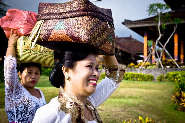 Portrait of a woman with a basket