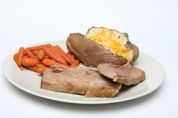 Pot Roast, Carrots and Baked Potato