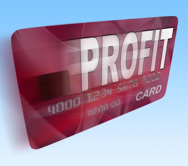 Profit on Credit Debit Card Flying Shows Earn Money