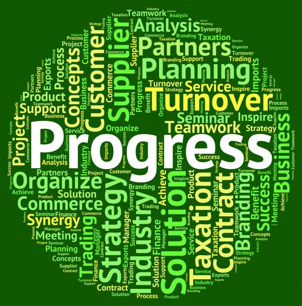Progress Word Represents Breakthrough Headway And Betterment
