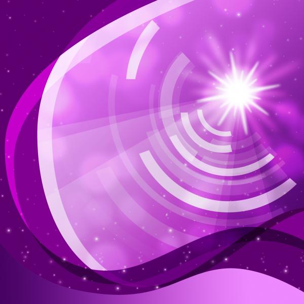 Purple Curvy Background Shows Sun And Data Waves