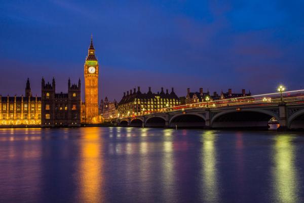 Queen Elizabeth Tower With Lights Turned on at Night