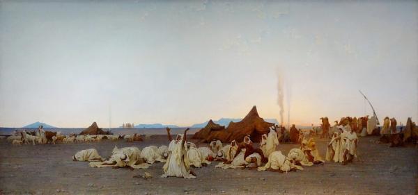 "Prière du soir dans le Sahara", Gustave Guillaumet, 1863.