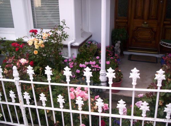 Railing, twentieth, century, iron, roses