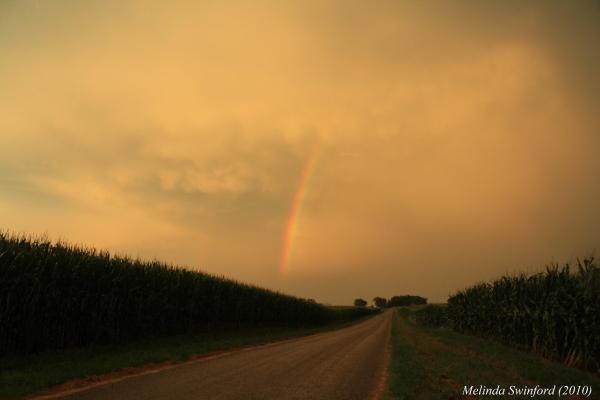 Rainbow &amp; Mammatus During Sunset