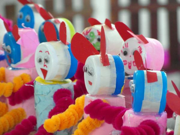 Recycled Bottle Tops Craft Dolls