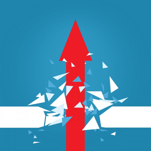 Red Arrow Blasting Through Barrier