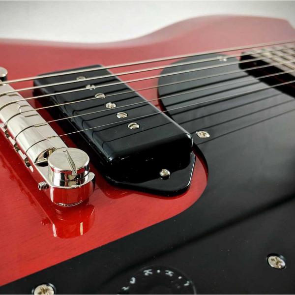 Red guitar closeup