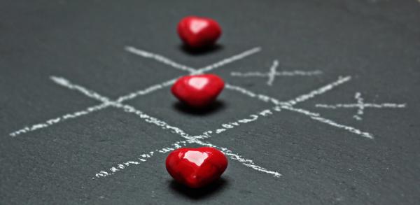 Red Heart Shaped Beads Tic Tac Toe Buttons