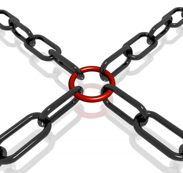 Red Link Chain Shows Strength Security
