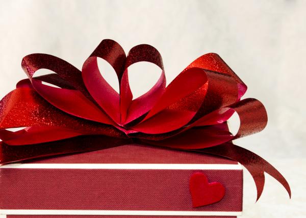 Red ribbon bow close up