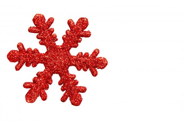 Red snowflake shaped Christmas ornament
