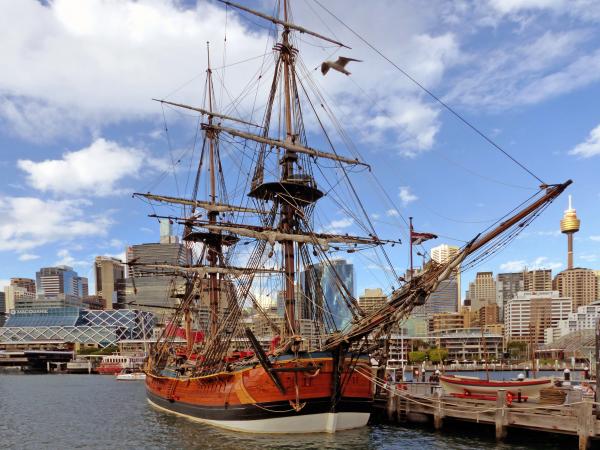 Replica of James Cook's HMB Endeavour. Sydney.