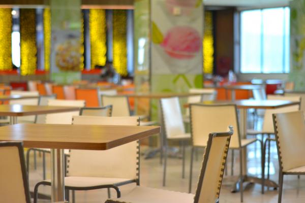 Restaurant table in focus