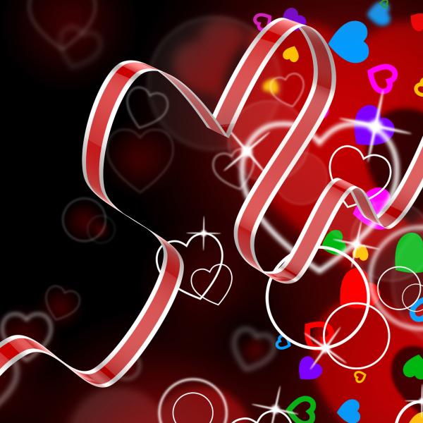 Ribbon Heart Shows Celebration Decorative Or Festive Decorations