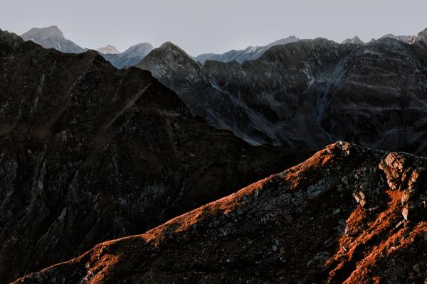 Rocky Mountain Under Gray Clouds