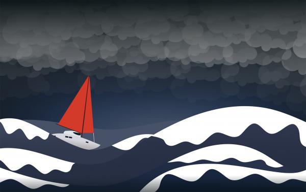 Rough Seas - Alone in the Storm - Challenge and Danger Concept