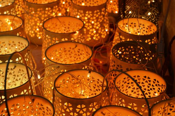 Round Brown Wooden Lanterns