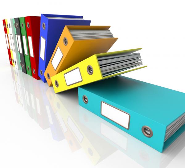 Row Of Falling Files For Getting Organized