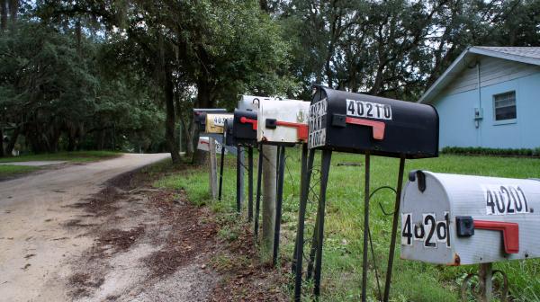 Row of postal boxes