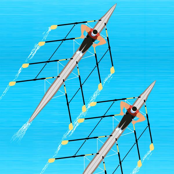 Rowers Racing to the Finish Line - Competitiveness Between Rivals