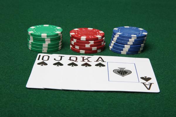 Royal Flush with poker chips