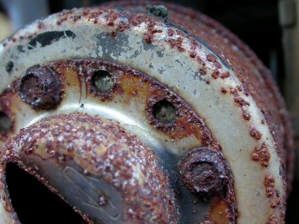 Rusted metal wheel